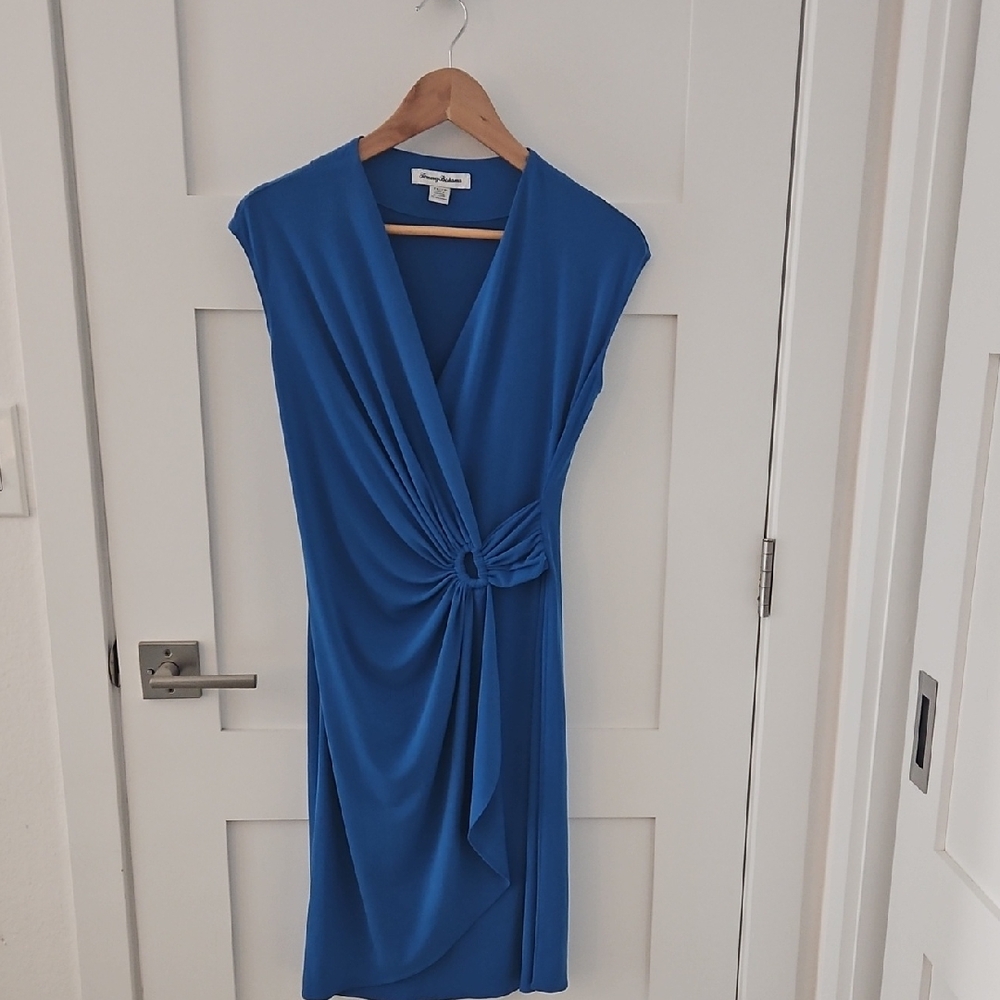 Tommy Bahama Royal Blue Knot-Front Midi Dress